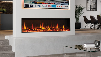 A 65" sleek and stunning electric fireplace that combines versatility functionality and modern elegance to provide the perfect ambience.