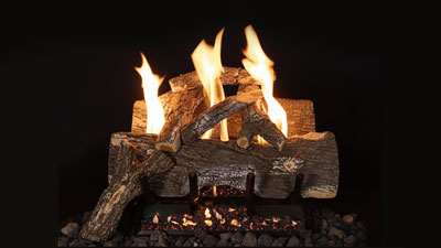 Small vent-free gas log set with 2 log options to quickly and easily update your existing fireplace