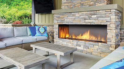Regency’s 60 inch large outdoor fireplace extends your living space and adds to the enjoyment of your patio. Choose from single sided or see-through installation & clean edge installation or use a surround. 
